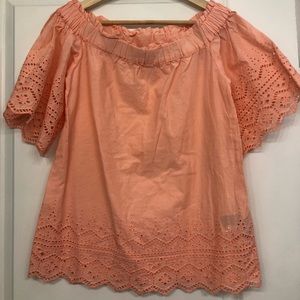 Coral off-shoulder tunic